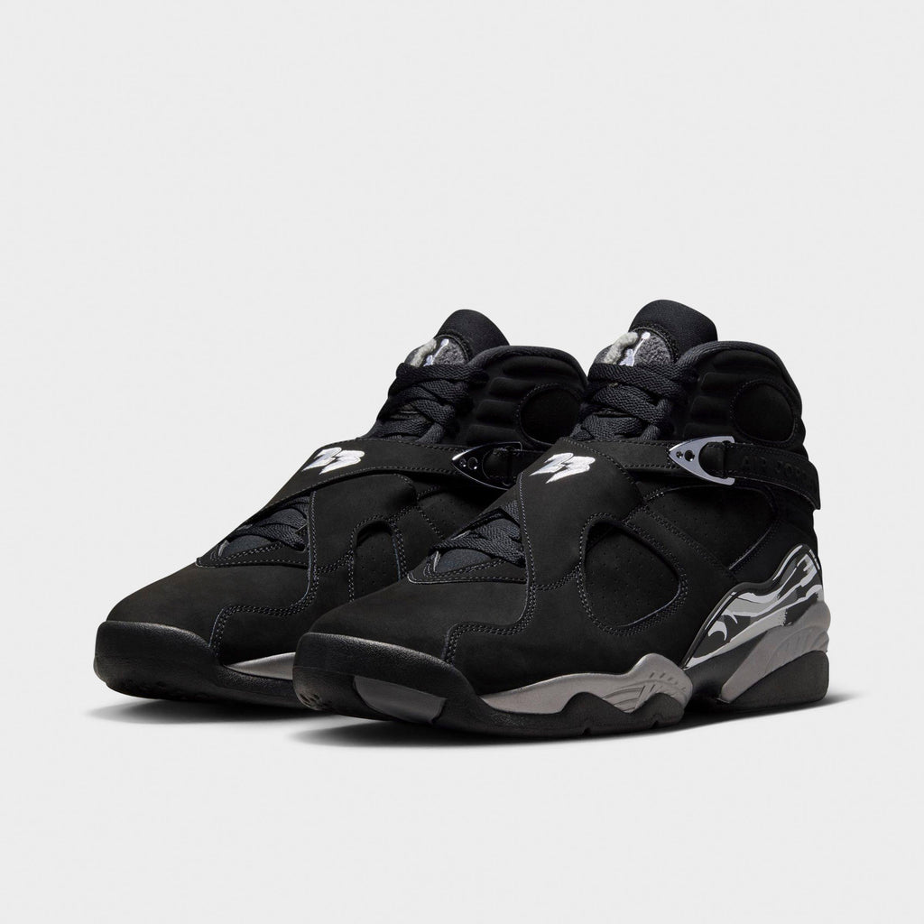 Men's Air Jordan Retro 8 Basketball Shoes - Black/Chrome - view 2