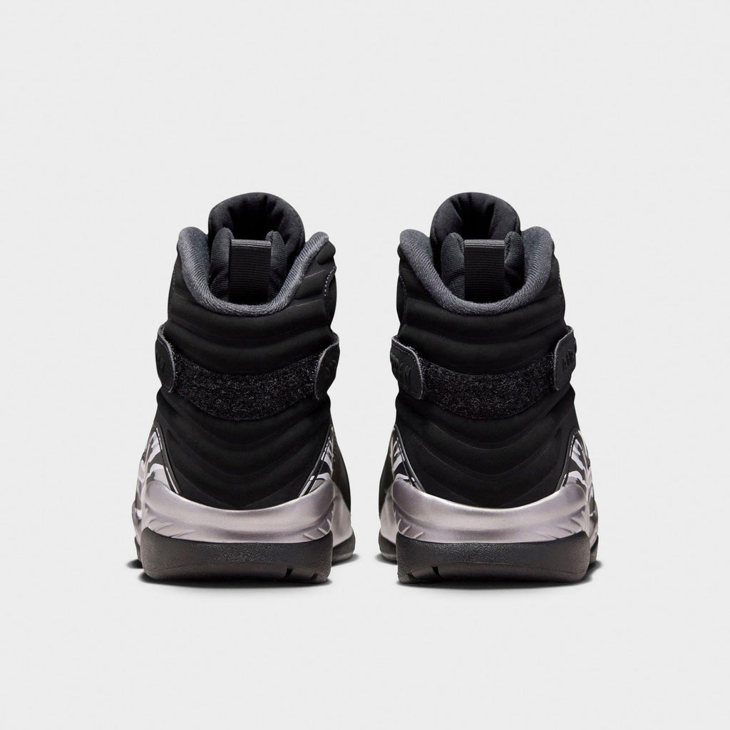 Men's Air Jordan Retro 8 Basketball Shoes - Black/Chrome - view 4