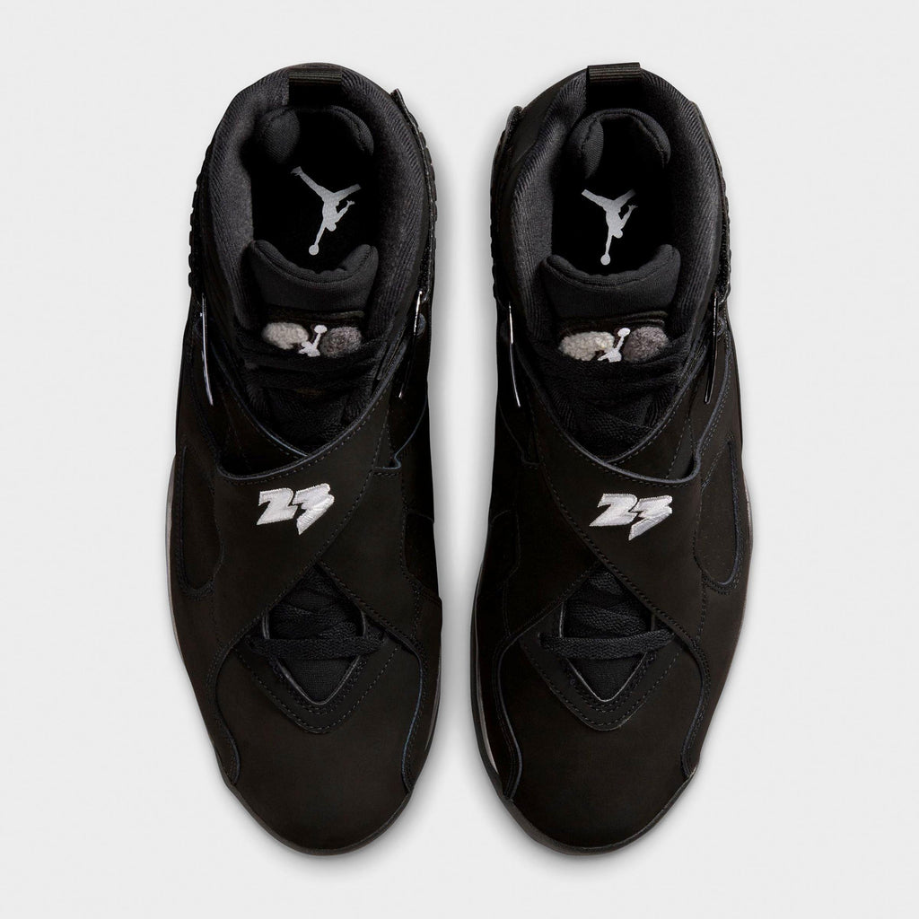 Men's Air Jordan Retro 8 Basketball Shoes - Black/Chrome - view 5