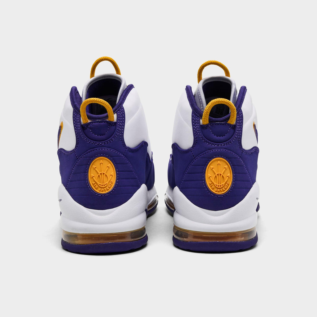 Men's Nike Air Max Uptempo Basketball Shoes - White/Court Purple/White/University Gold - view 4