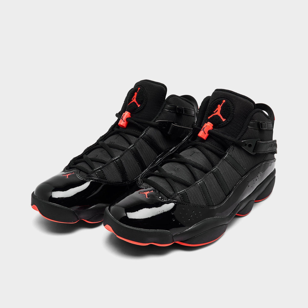 Men's Air Jordan 6 Rings Basketball Shoes - Black/Black/Infrared 23 - view 2
