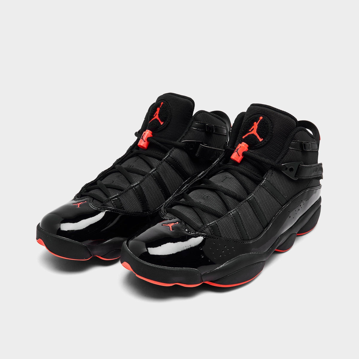 Men's Air Jordan 6 Rings Basketball Shoes - Black/Black/Infrared 23 - view 2
