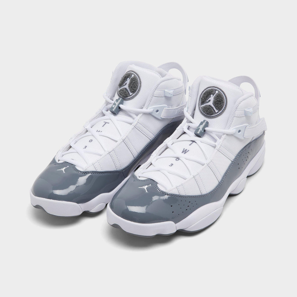 Men's Air Jordan 6 Rings Basketball Shoes - White/White/Cool Grey - view 2