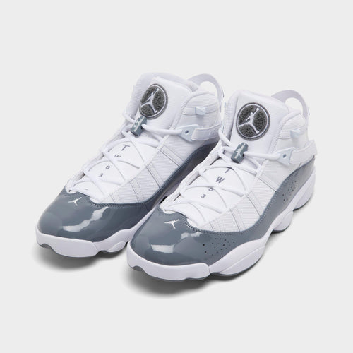 Men's Air Jordan 6 Rings Basketball Shoes - White/White/Cool Grey - view 2