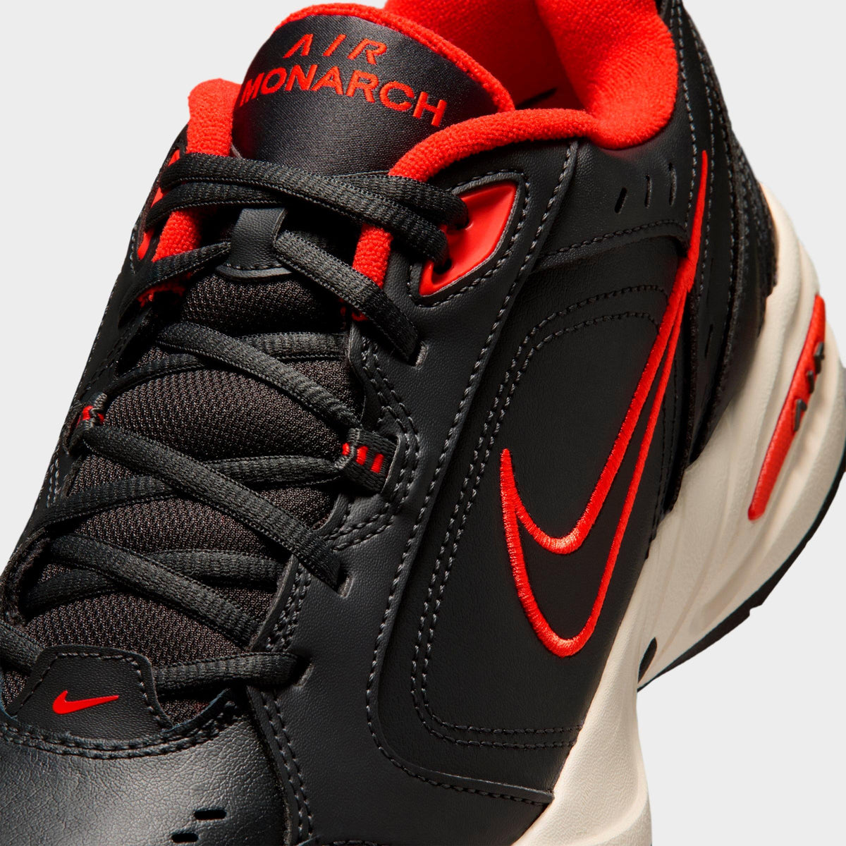 Men's Nike Air Monarch IV Casual Shoes - Dark Smoke Grey/Picante Red/Pale Ivory/Black - view 3