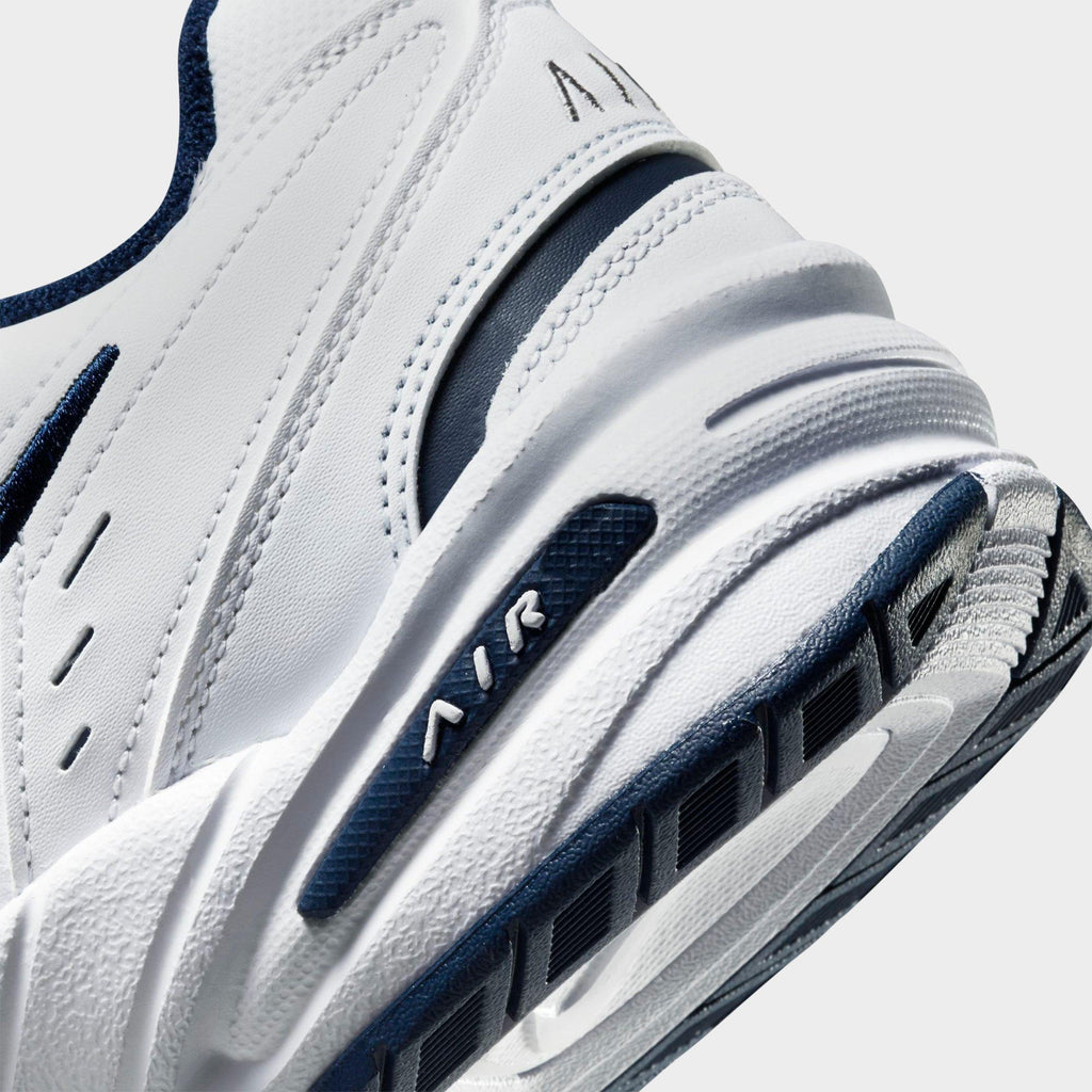 Men's Nike Air Monarch IV Casual Shoes (Wide Width 4E) - White/Midnight Navy/White/Metallic Silver - view 3