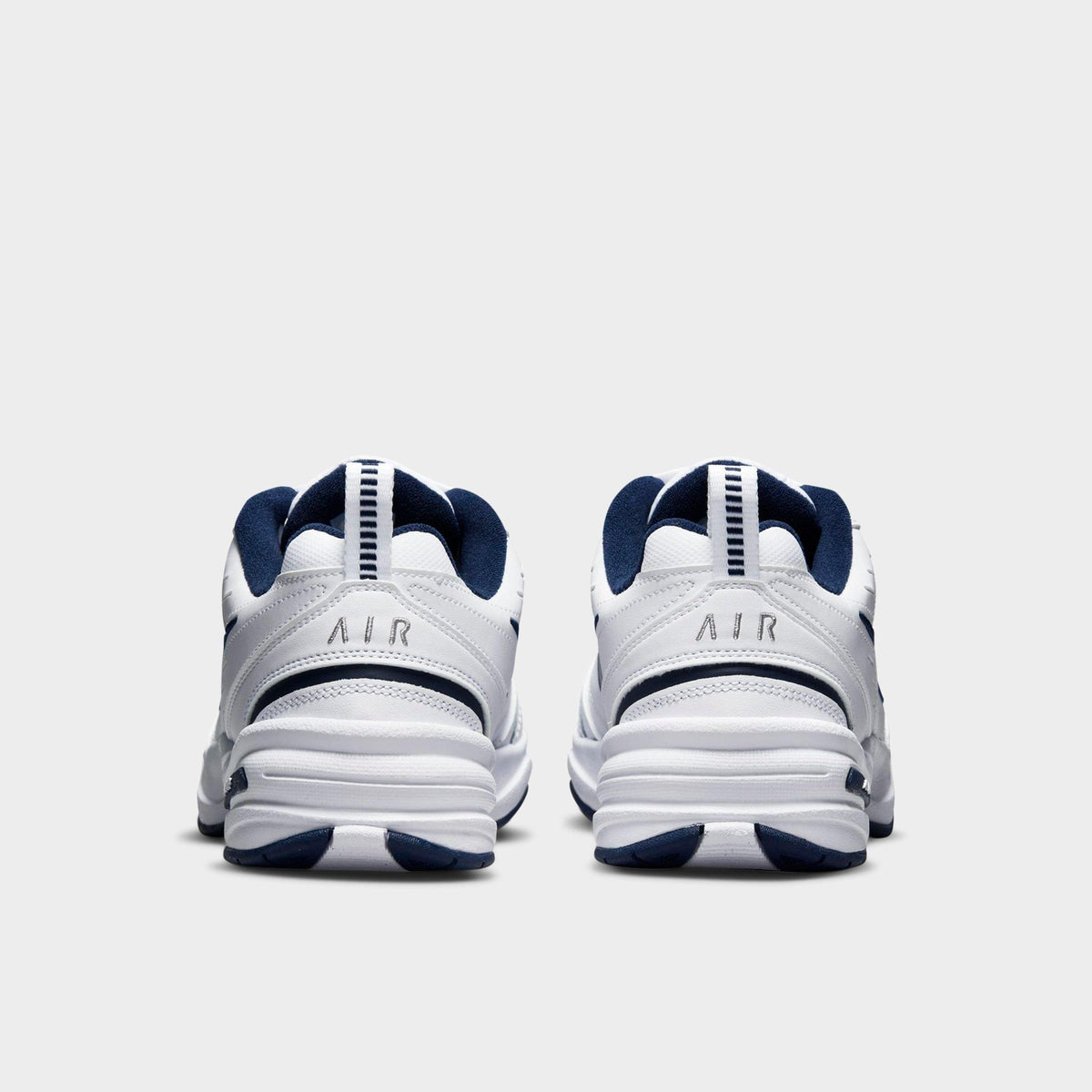 Men's Nike Air Monarch IV Casual Shoes (Wide Width 4E) - White/Midnight Navy/White/Metallic Silver - view 4