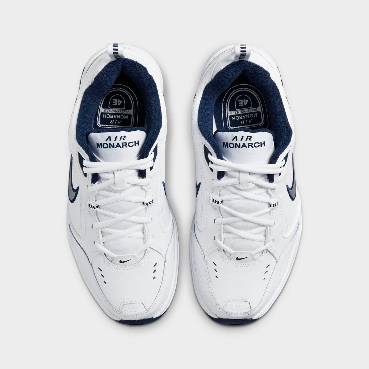 Men's Nike Air Monarch IV Casual Shoes (Wide Width 4E) - White/Midnight Navy/White/Metallic Silver - view 5