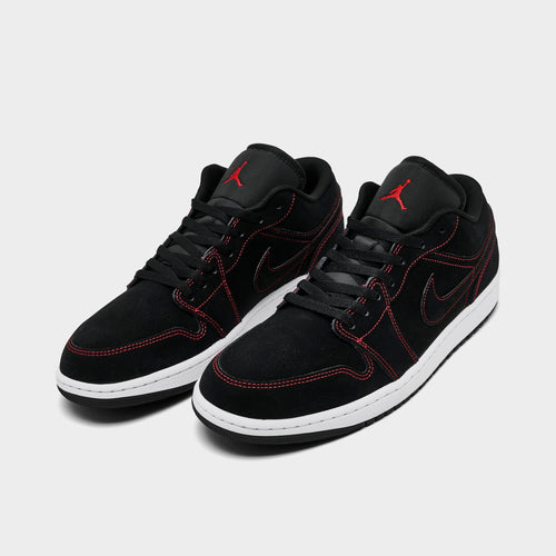 Men's Air Jordan Retro 1 Low Casual Shoes - Black/White/University Red - view 2