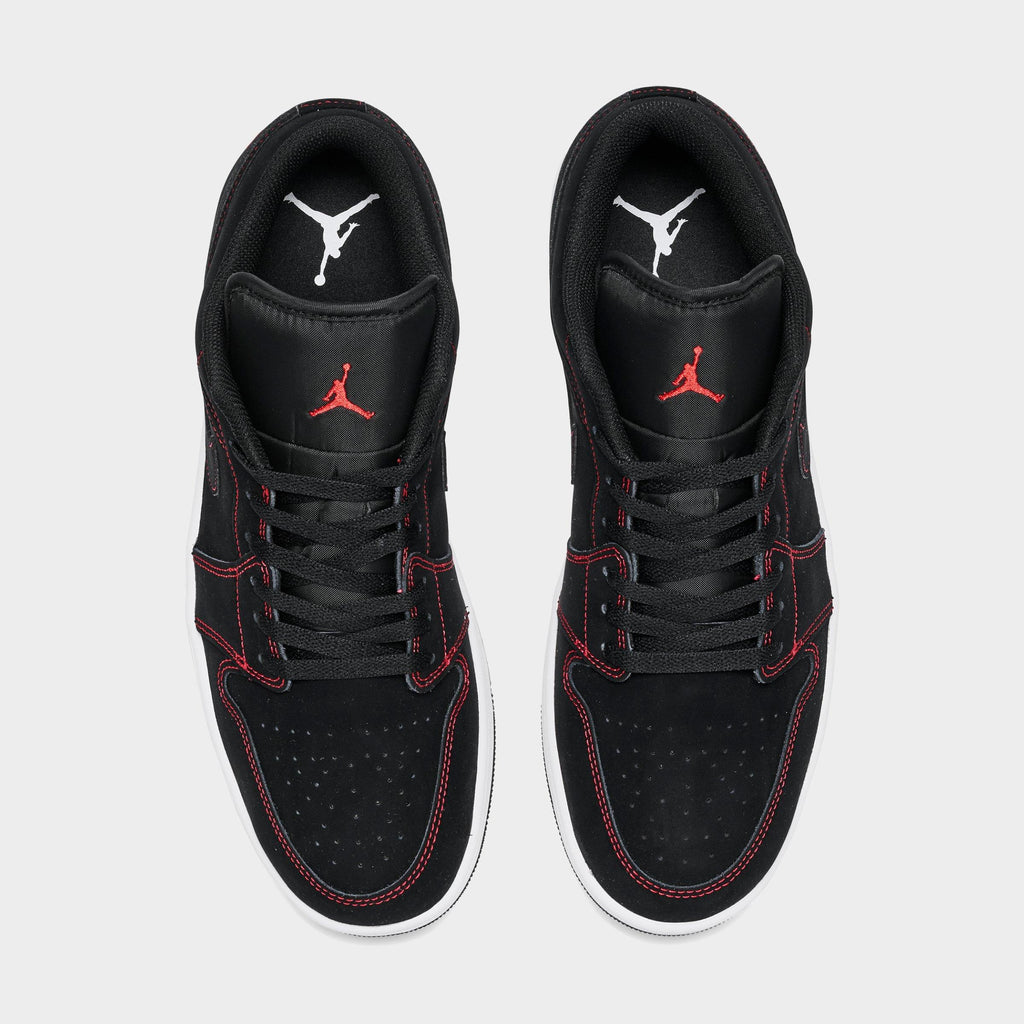 Men's Air Jordan Retro 1 Low Casual Shoes - Black/White/University Red - view 5
