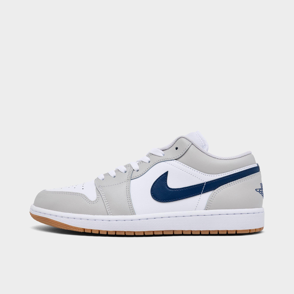 Men's Air Jordan Retro 1 Low Casual Shoes - White/Neutral Grey/Gum Medium Brown/Midnight Navy