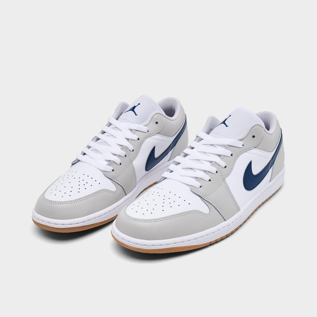 Men's Air Jordan Retro 1 Low Casual Shoes - White/Neutral Grey/Gum Medium Brown/Midnight Navy - view 2