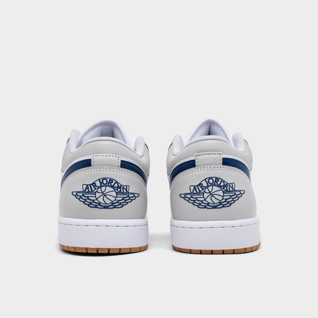Men's Air Jordan Retro 1 Low Casual Shoes - White/Neutral Grey/Gum Medium Brown/Midnight Navy - view 4