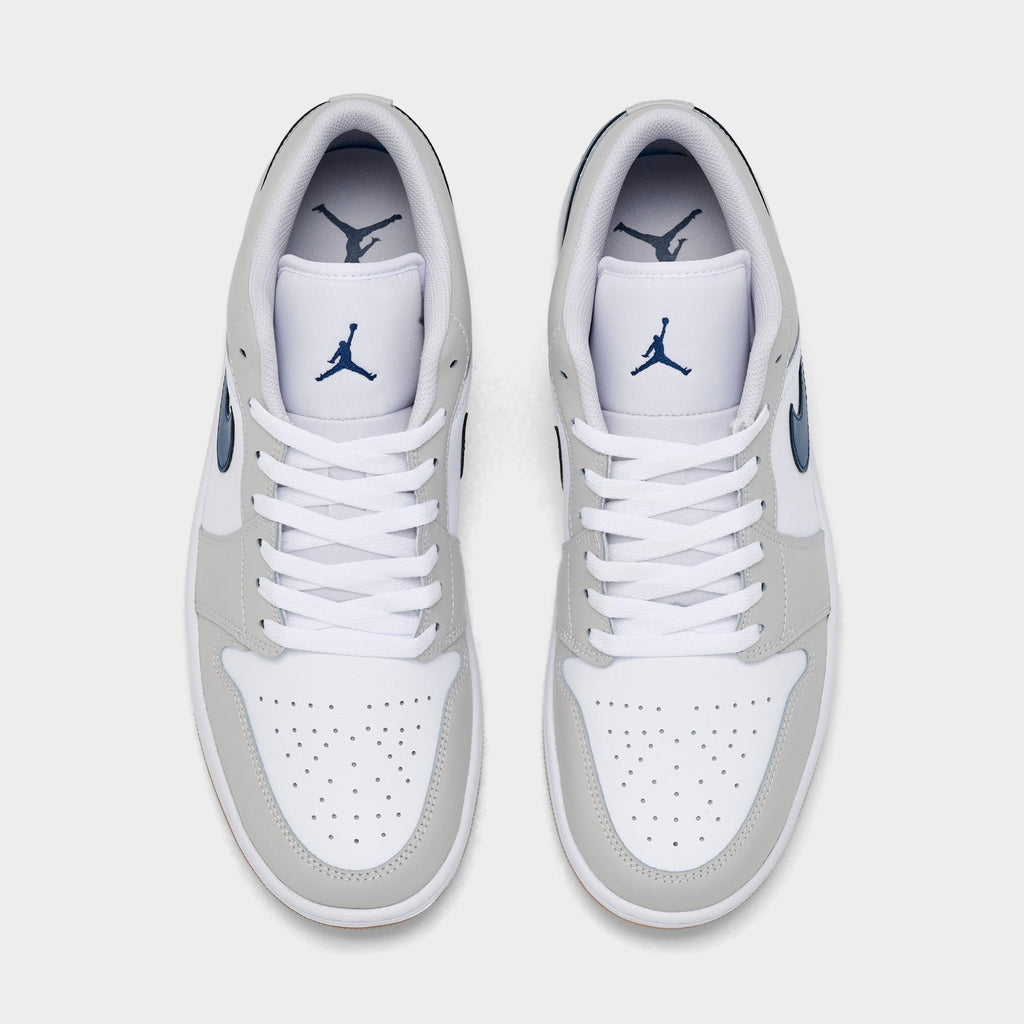 Men's Air Jordan Retro 1 Low Casual Shoes - White/Neutral Grey/Gum Medium Brown/Midnight Navy - view 5