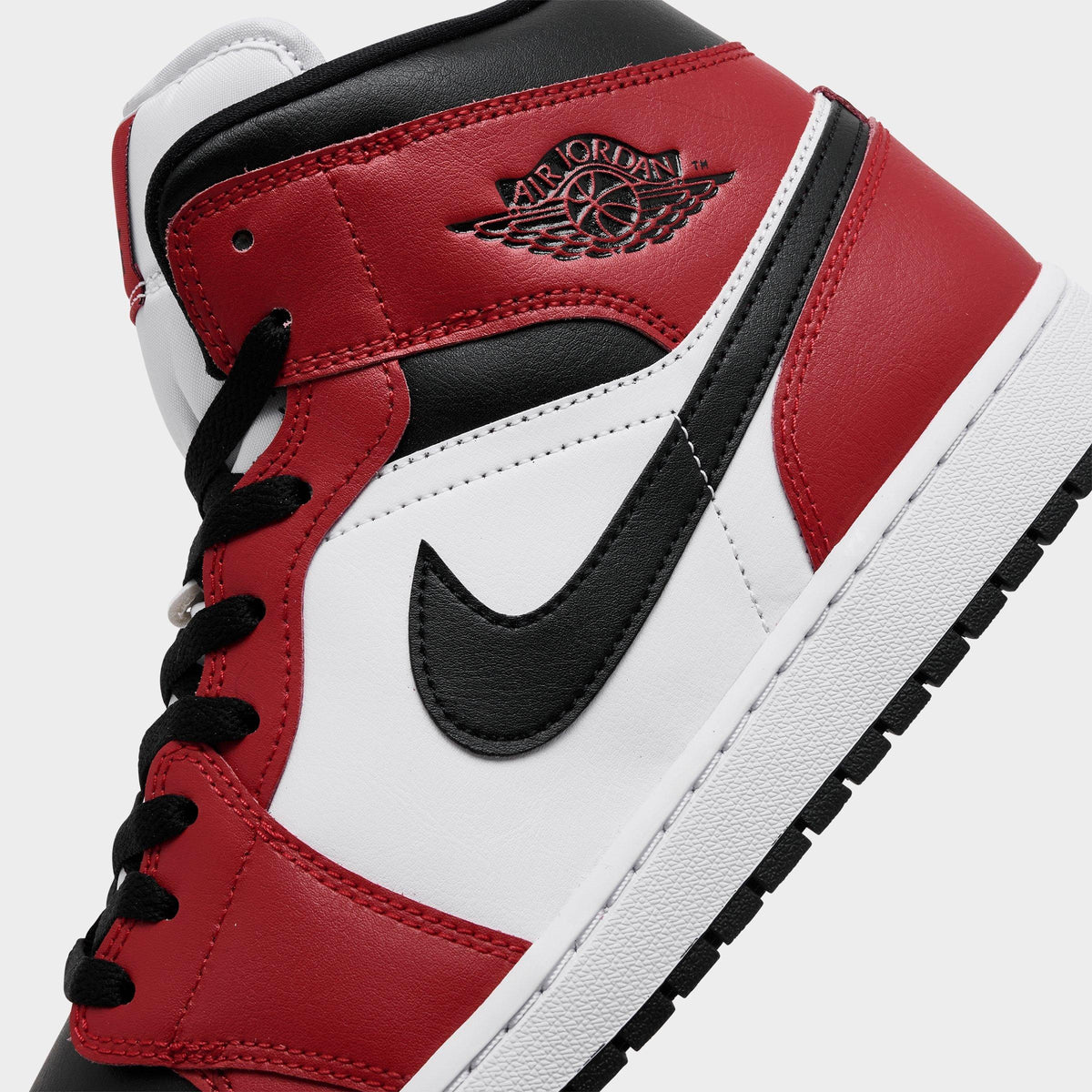 Men's Air Jordan Retro 1 Mid Casual Shoes - Black/Gym Red/White - view 3