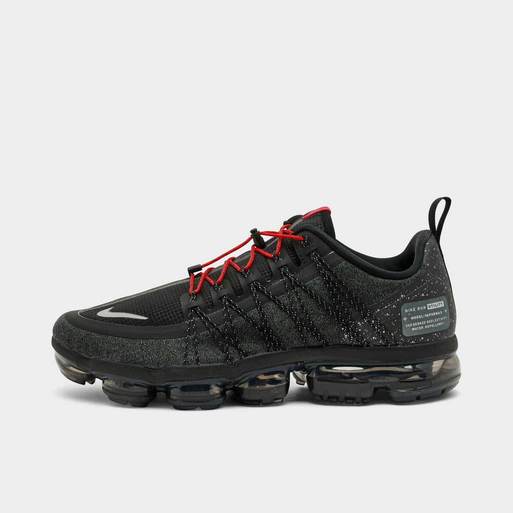 Men's Nike Air VaporMax Run Utility Running Shoes - Black/Reflective Silver/Anthracite/Habanero Red