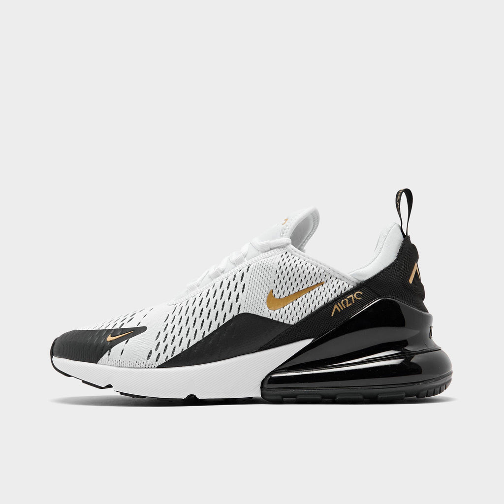 Men's Nike Air Max 270 Casual Shoes - White/Metallic Gold/Black