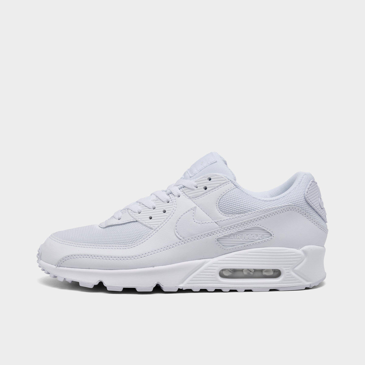 Men's Nike Air Max 90 Casual Shoes - White/White/Wolf Grey/White