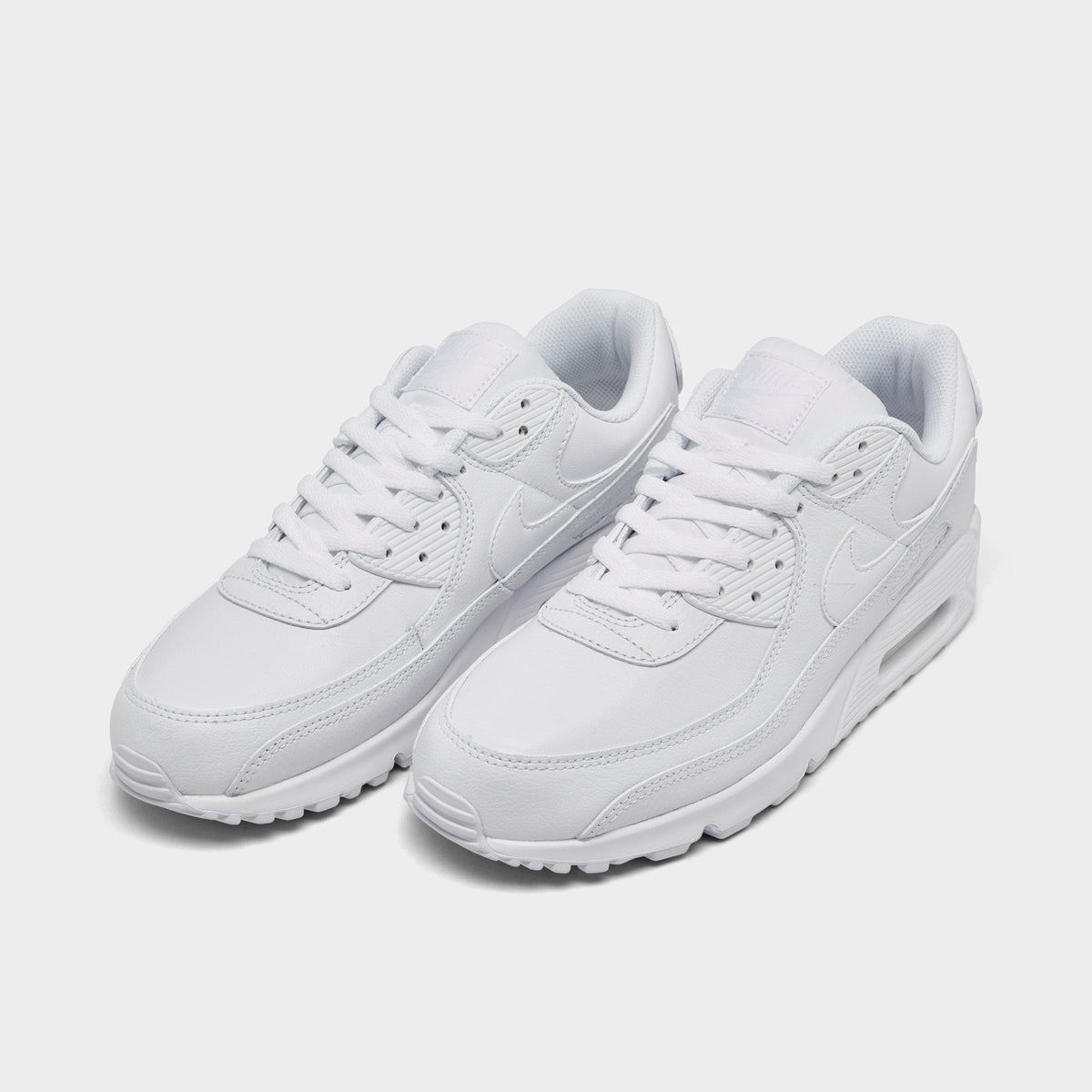 Men's Nike Air Max 90 Leather Casual Shoes - White/White - view 2