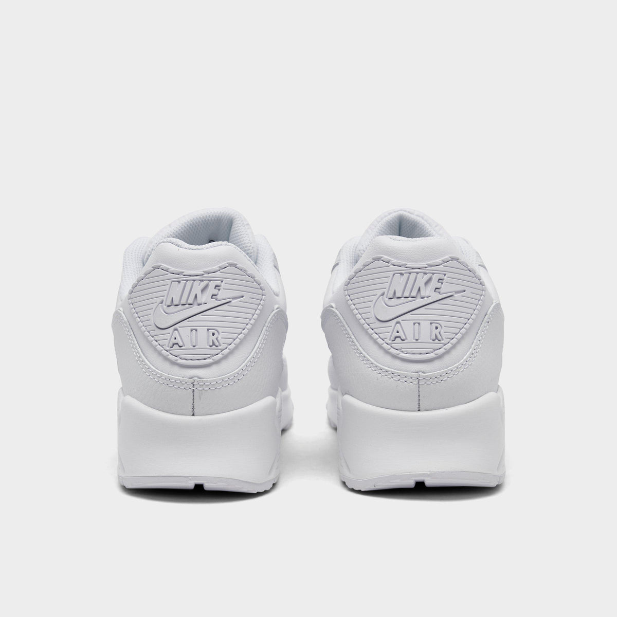 Men's Nike Air Max 90 Leather Casual Shoes - White/White - view 4