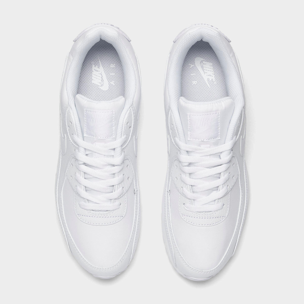 Men's Nike Air Max 90 Leather Casual Shoes - White/White - view 5
