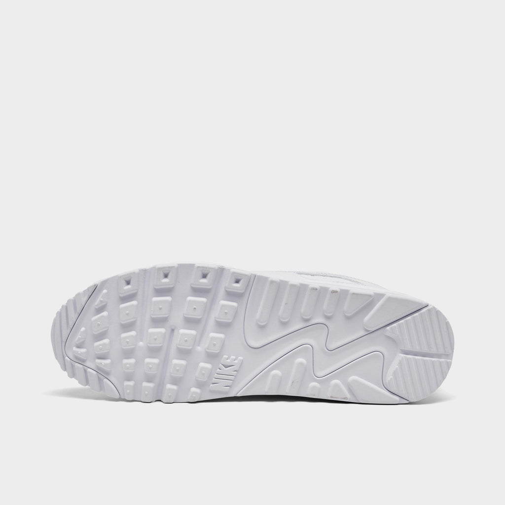 Men's Nike Air Max 90 Leather Casual Shoes - White/White - view 6