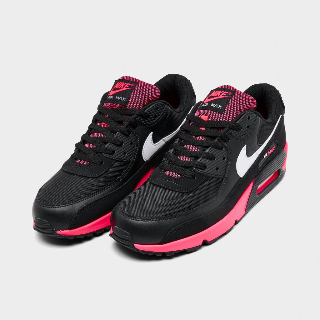 Men's Nike Air Max 90 Casual Shoes - Black/Racer Pink/White - view 2