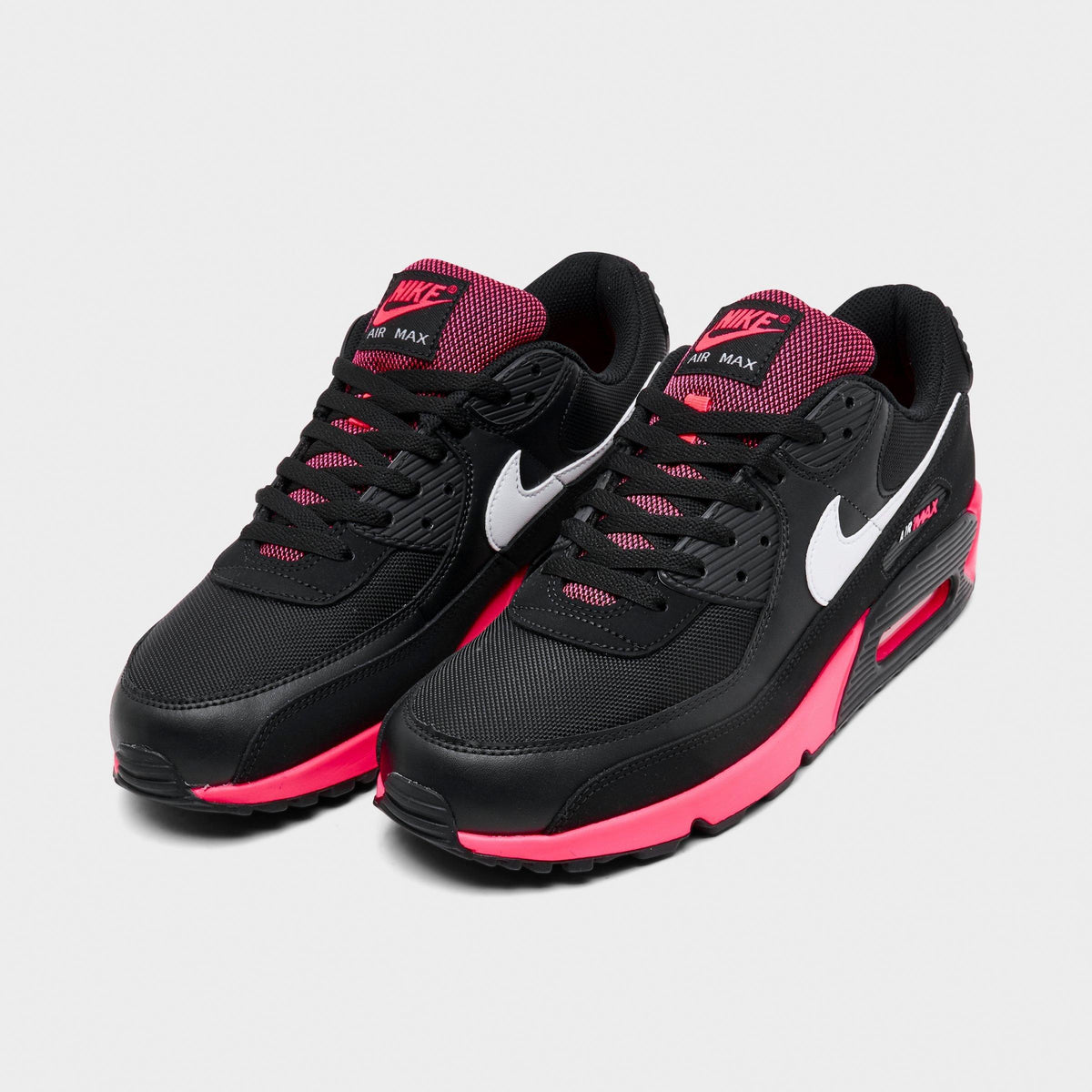 Men's Nike Air Max 90 Casual Shoes - Black/Racer Pink/White - view 2