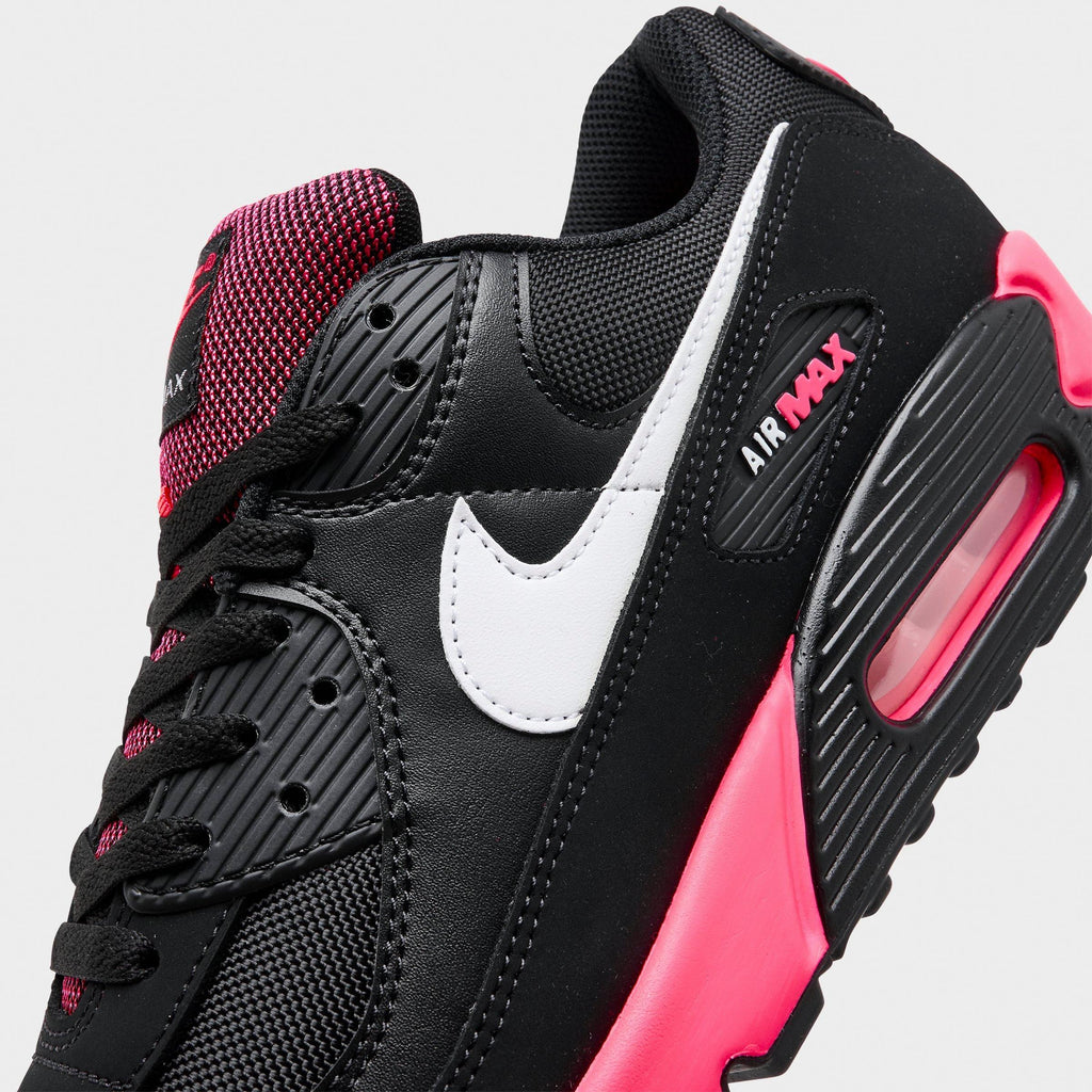 Men's Nike Air Max 90 Casual Shoes - Black/Racer Pink/White - view 3