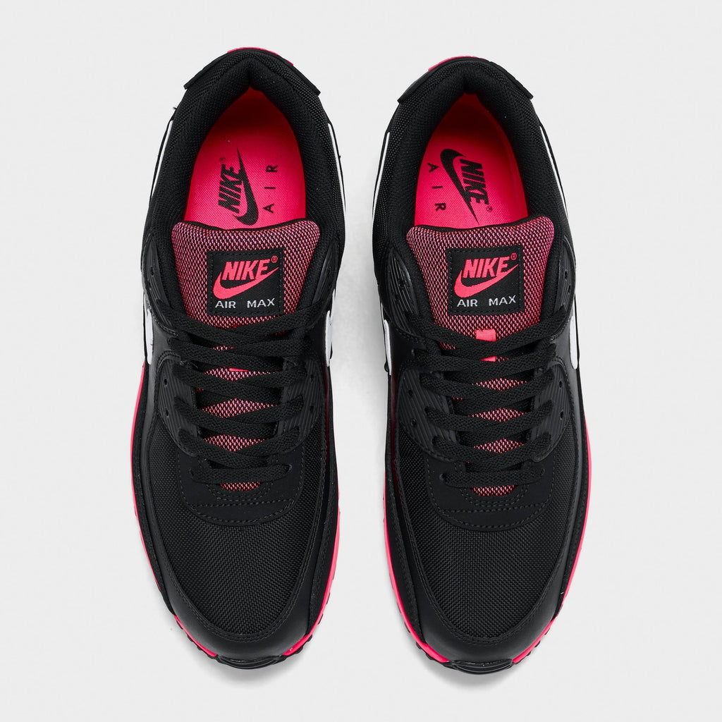 Men's Nike Air Max 90 Casual Shoes - Black/Racer Pink/White - view 5