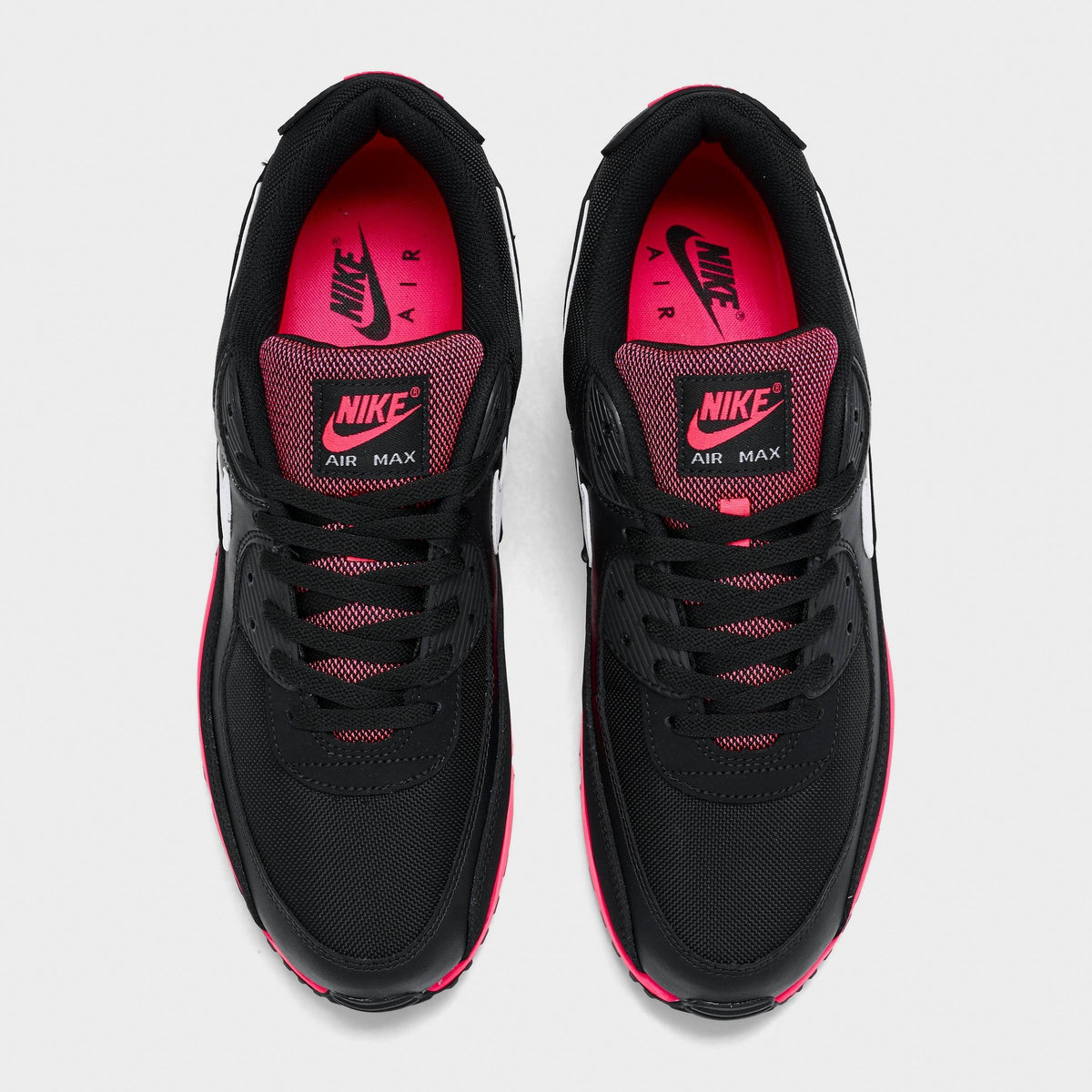 Men's Nike Air Max 90 Casual Shoes - Black/Racer Pink/White - view 5