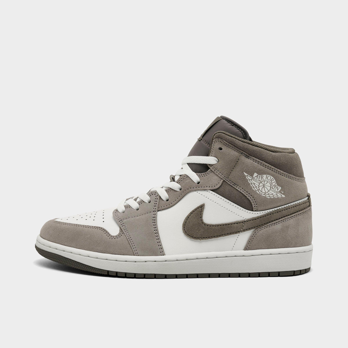 Men's Air Jordan Retro 1 Mid Casual Shoes -  Enigma Stone/Summit White/Olive Grey