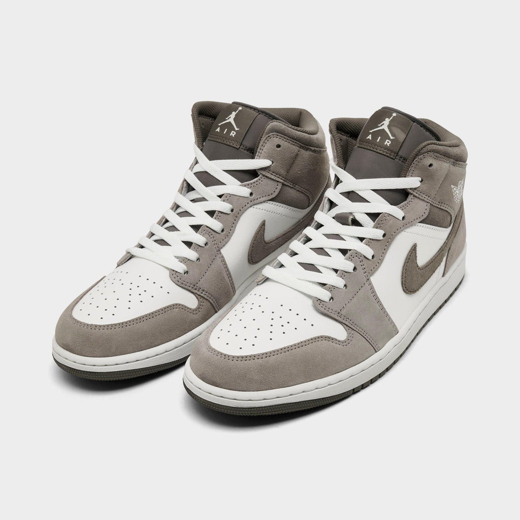 Men's Air Jordan Retro 1 Mid Casual Shoes -  Enigma Stone/Summit White/Olive Grey - view 2