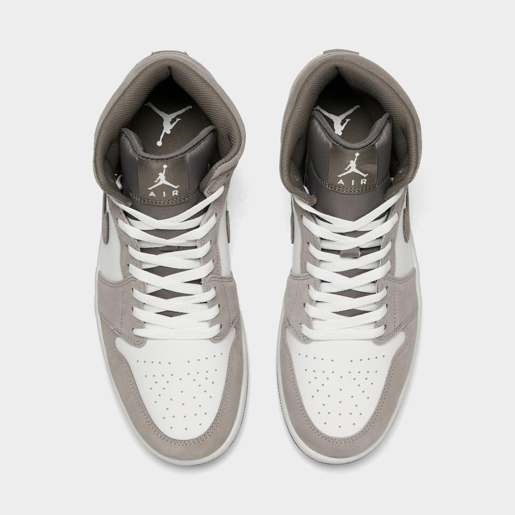 Men's Air Jordan Retro 1 Mid Casual Shoes -  Enigma Stone/Summit White/Olive Grey - view 5