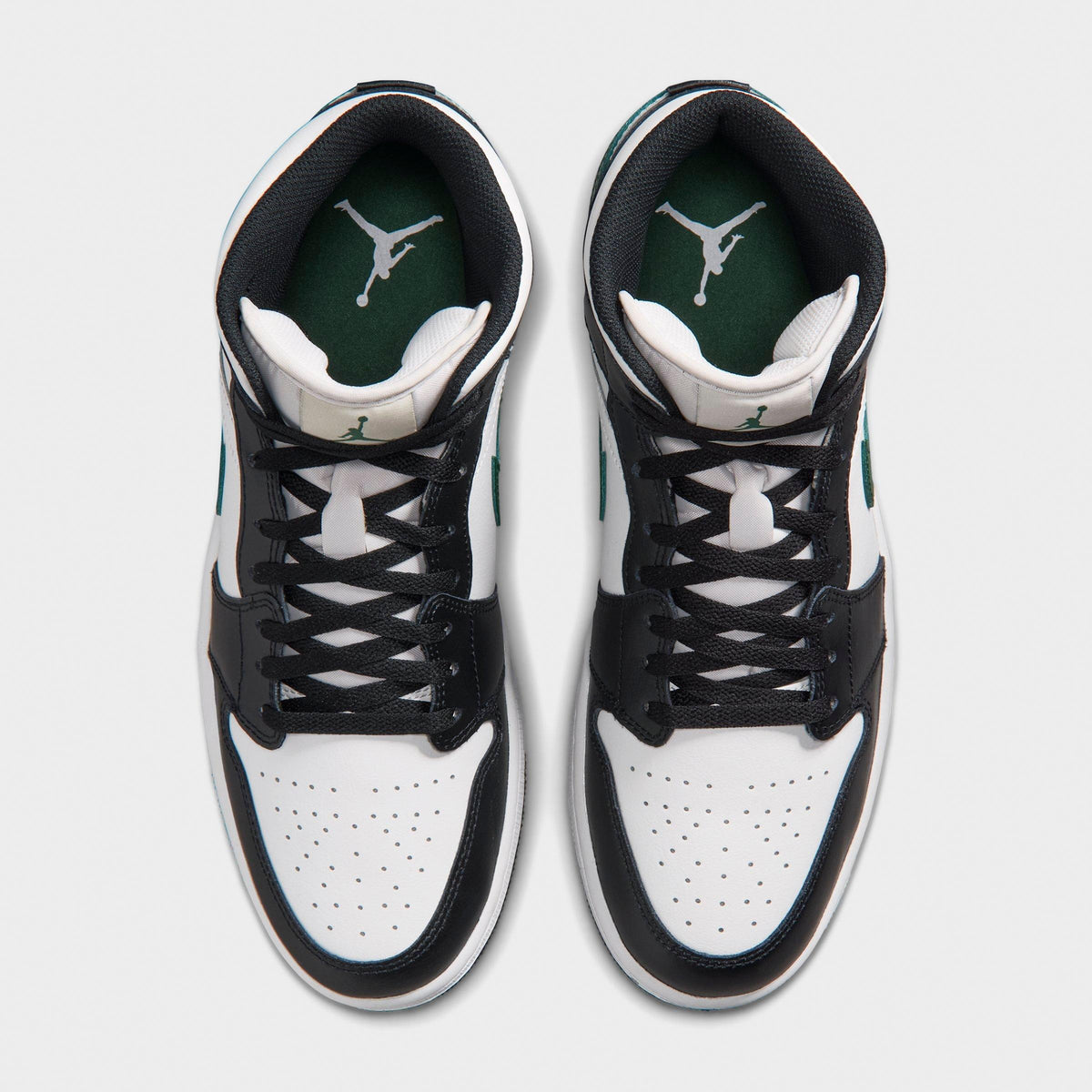 Men's Air Jordan Retro 1 Mid Casual Shoes - Black/Gorge Green/Summit White - view 5