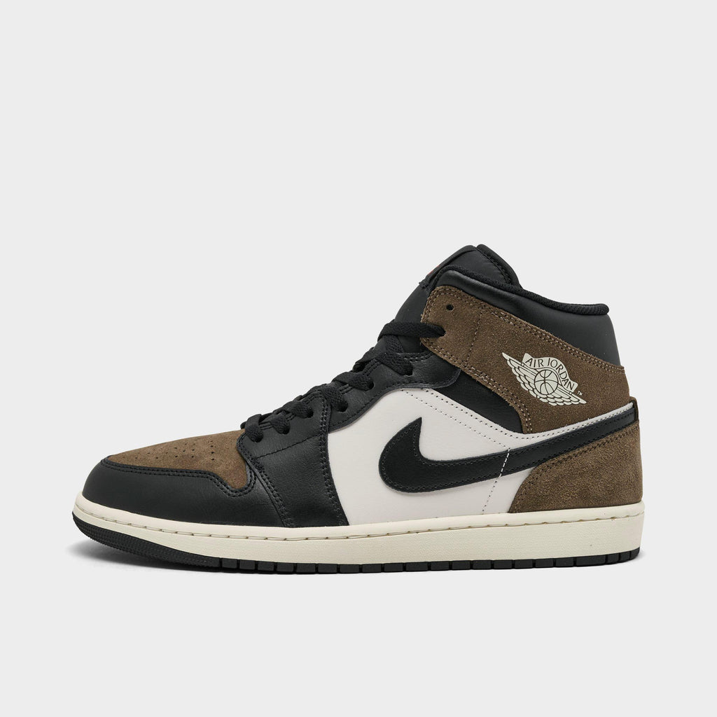 Men's Air Jordan Retro 1 Mid Casual Shoes - Black/Palomino/University Red/Phantom
