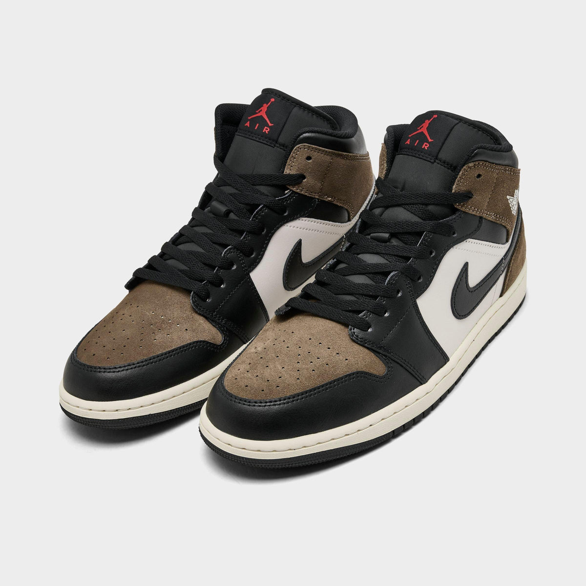 Men's Air Jordan Retro 1 Mid Casual Shoes - Black/Palomino/University Red/Phantom - view 2