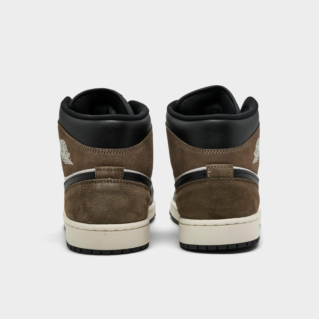 Men's Air Jordan Retro 1 Mid Casual Shoes - Black/Palomino/University Red/Phantom - view 4