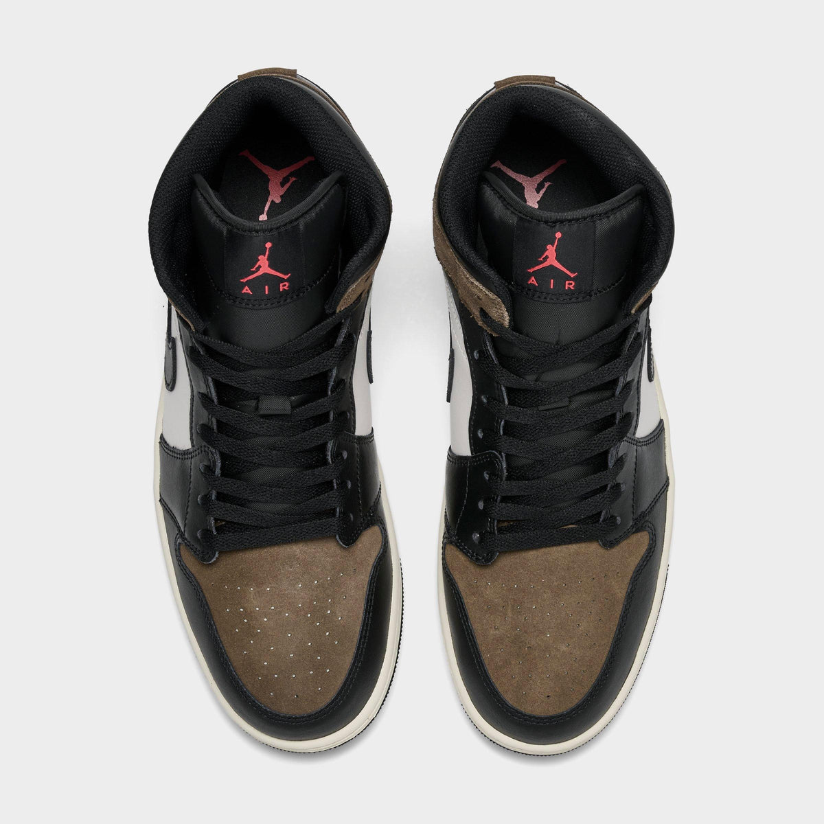 Men's Air Jordan Retro 1 Mid Casual Shoes - Black/Palomino/University Red/Phantom - view 5