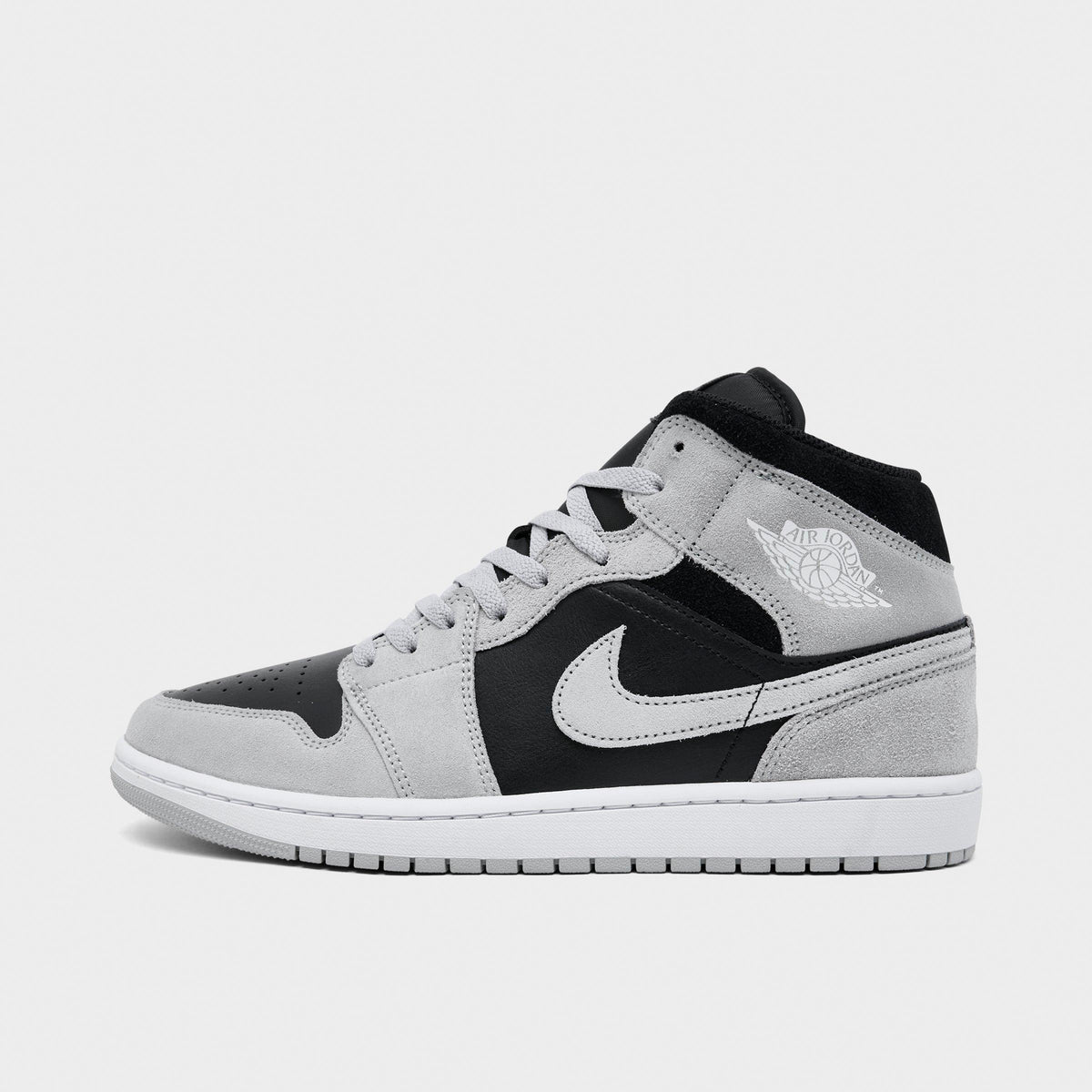 Men's Air Jordan Retro 1 Mid Casual Shoes - Light Smoke Grey/Black/White