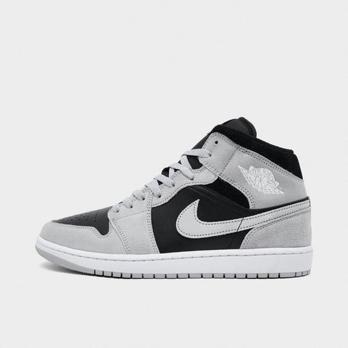 Men's Air Jordan Retro 1 Mid Casual Shoes - Light Smoke Grey/Black/White