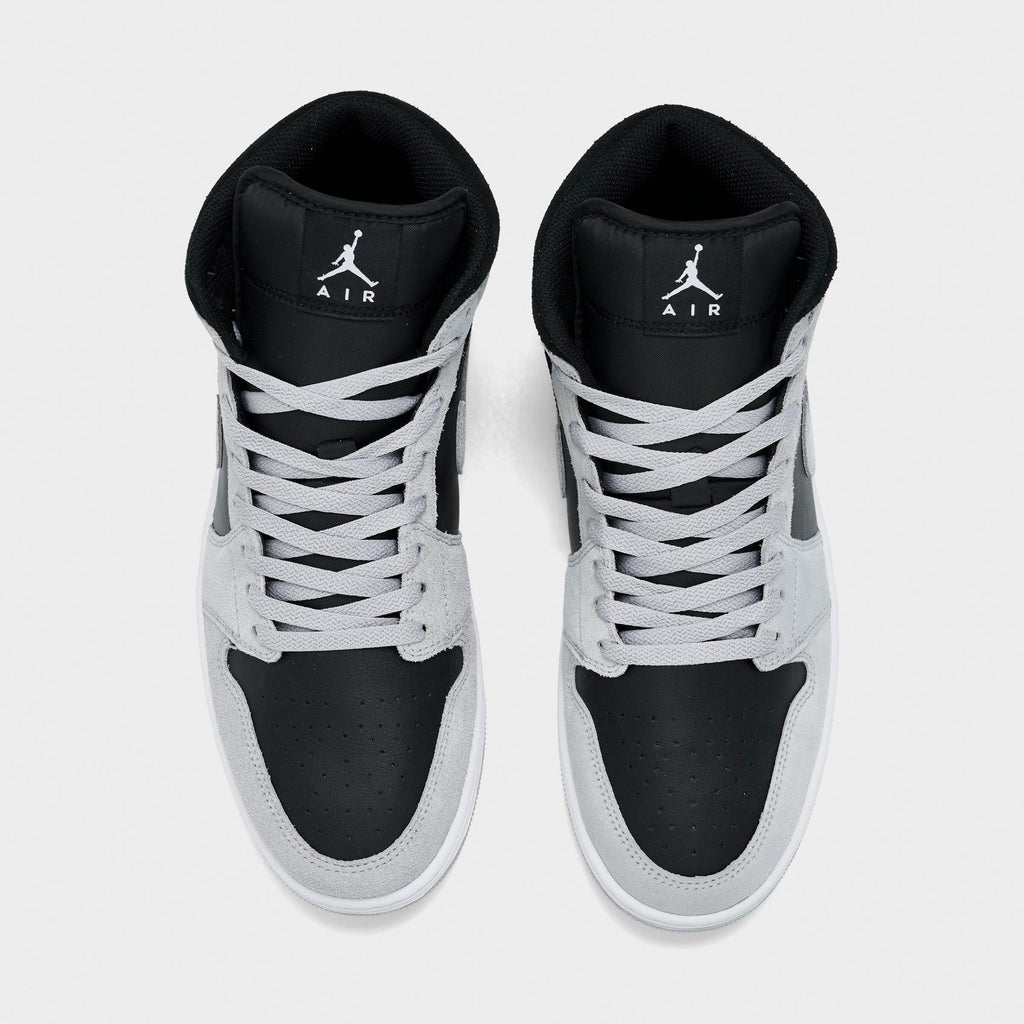 Men's Air Jordan Retro 1 Mid Casual Shoes - Light Smoke Grey/Black/White - view 5