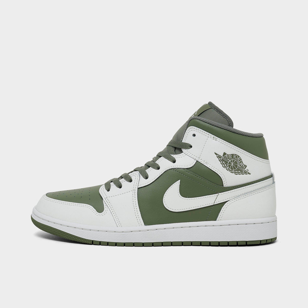 Men's Air Jordan Retro 1 Mid Casual Shoes - Summit White/Vintage Lichen