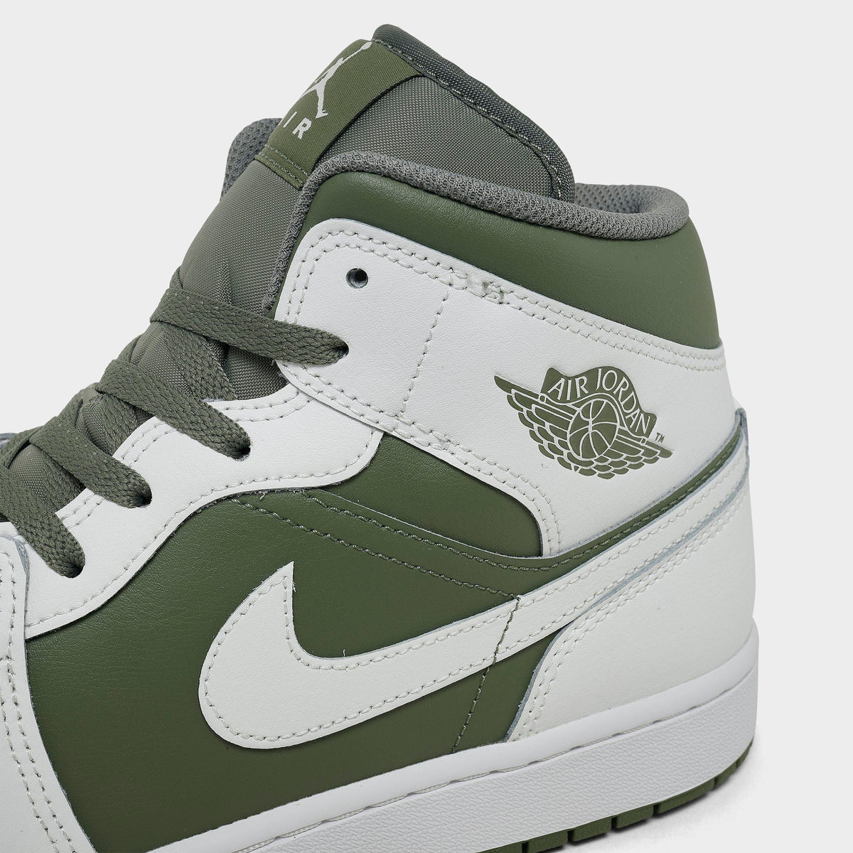 Men's Air Jordan Retro 1 Mid Casual Shoes - Summit White/Vintage Lichen - view 3
