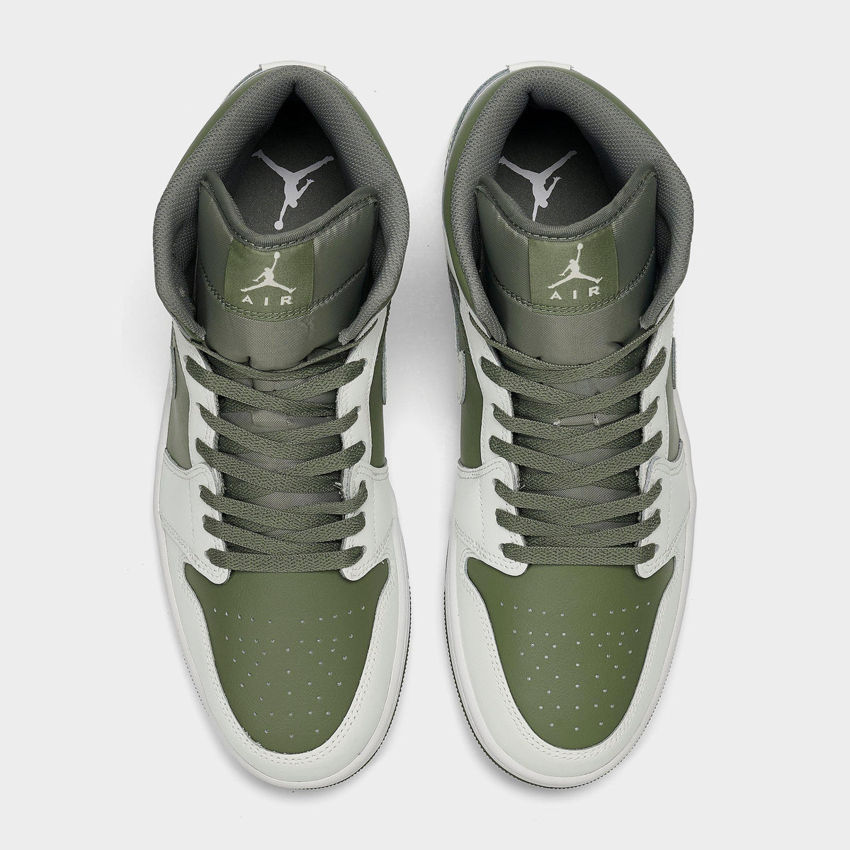 Men's Air Jordan Retro 1 Mid Casual Shoes - Summit White/Vintage Lichen - view 5