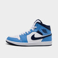 Men's Air Jordan Retro 1 Mid Casual Shoes - University Blue/White/Sail/Midnight Navy