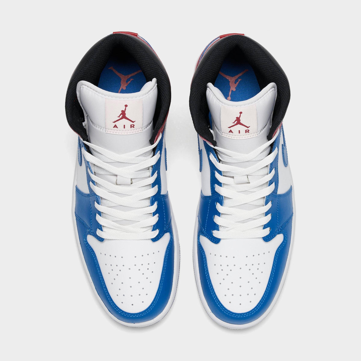 Men's Air Jordan Retro 1 Mid Casual Shoes - True Blue/Varsity Red/Black/Summit White - view 5