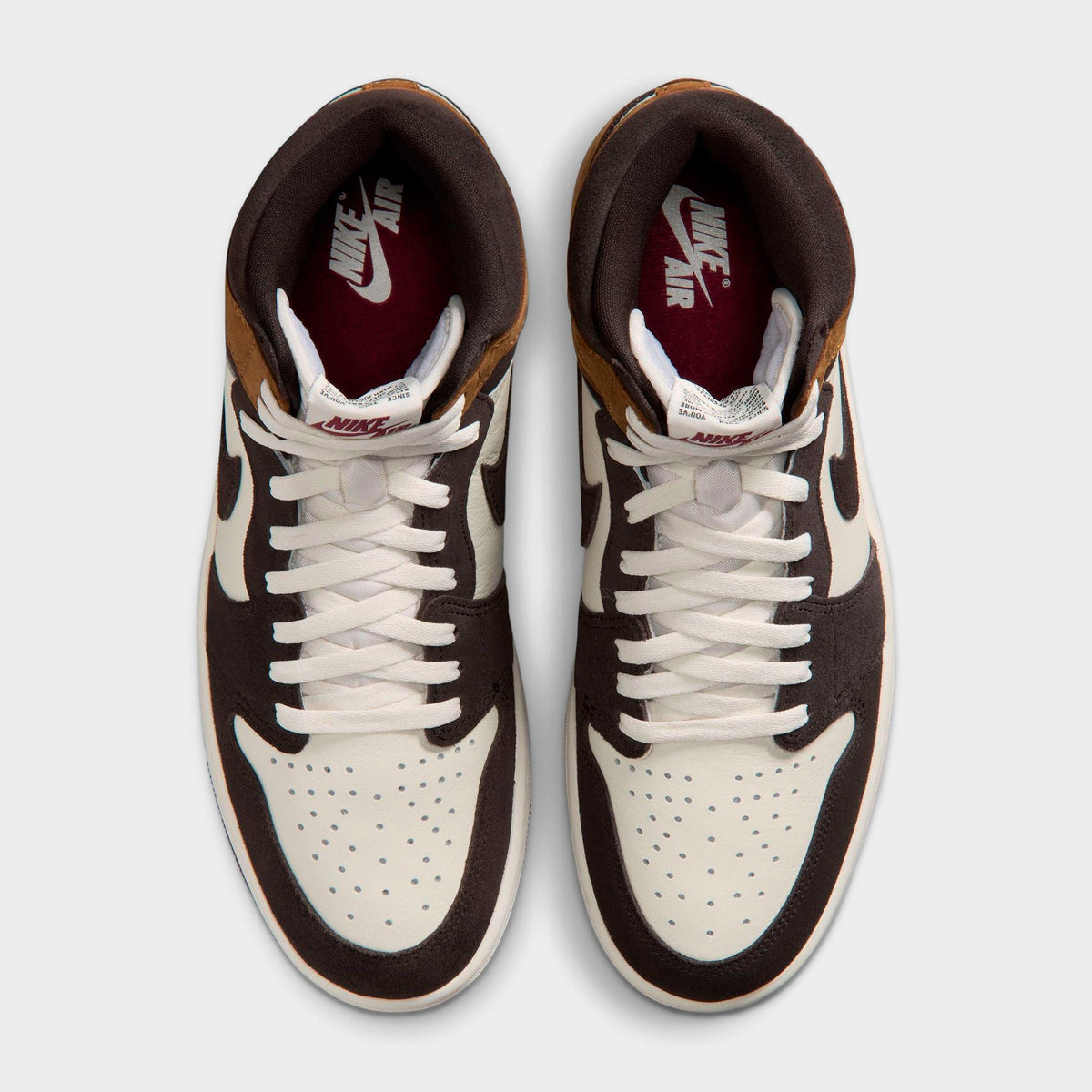 Men's Air Jordan Retro 1 High OG Casual Shoes - Shadow Brown/Light British Tan/Team Red - view 5