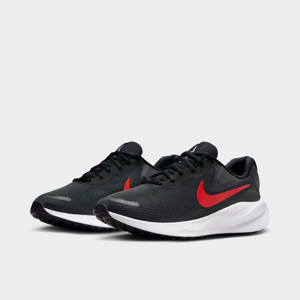 Men's Nike Revolution 7 Road Running Shoes - Black/White/University Red - view 2