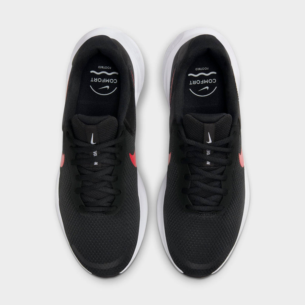 Men's Nike Revolution 7 Road Running Shoes - Black/White/University Red - view 5